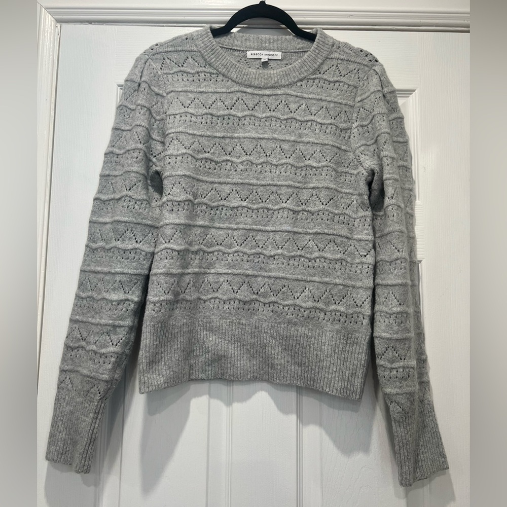 Rebecca Minkoff Light Gray Patterned Sweater
